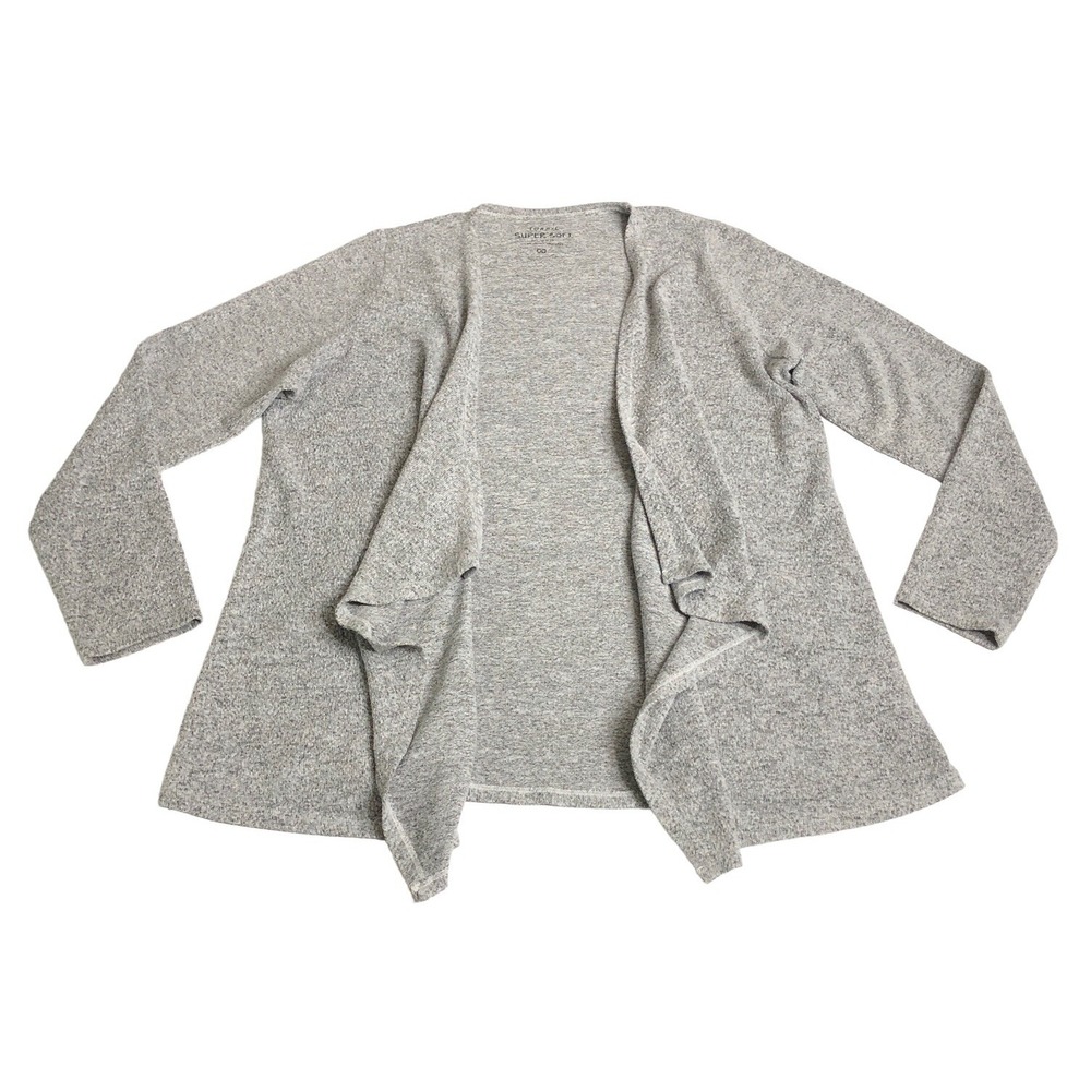 Torrid Super Soft Cardigan Sweater Womens M/L Gray Plush‎ Open Waterfall Casual